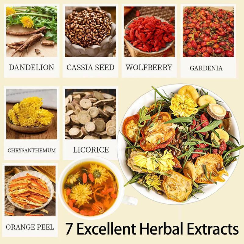 Dandelion Wolfberry Tea-A Blend of Seven Natural Herbal Ingredients, 120G per Pack, Individually Wrapped