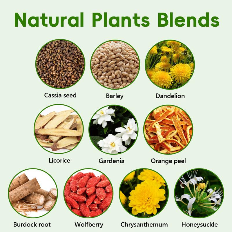 Lung Clearing Tea, Cassia Seed, Barley, Dandelion, Licorice, Gardenia, Burdock, Tangerine Peel, Wolfberry, Chrysanthemum, 5G X 20 Pack Herbal Beverage Caffeine-Free Wellness Drink Natural Kidney