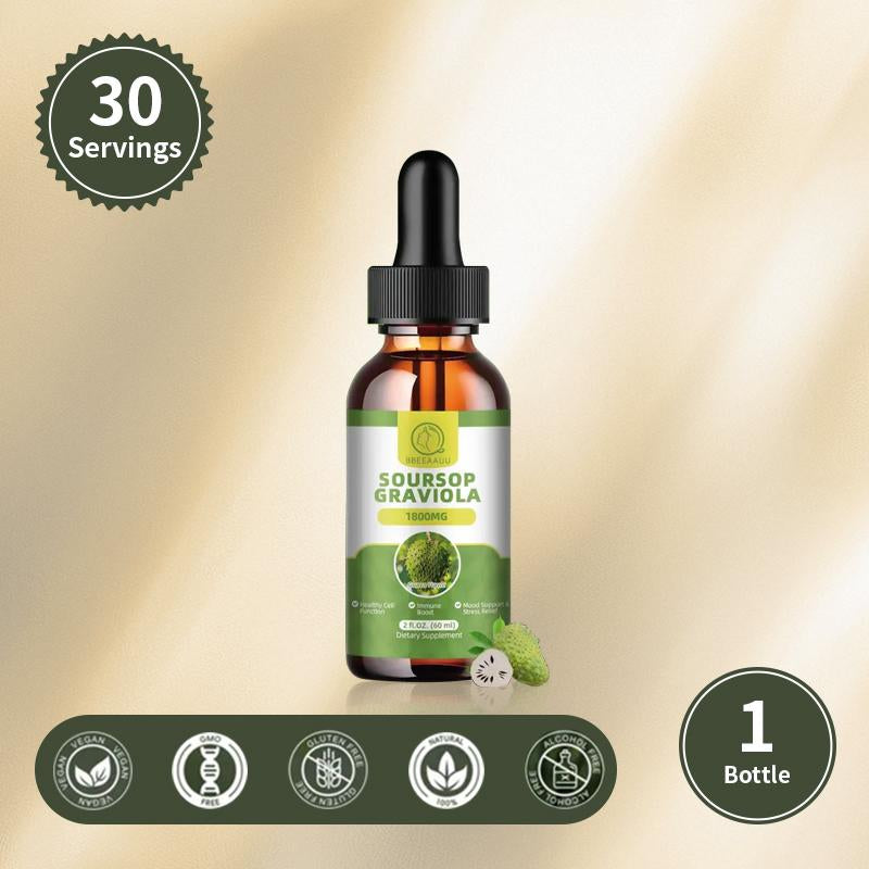 Organic Soursop Liquid Drops, Herbal Extract + Multivitamin + Dietary Fiber, Day & Night Wellness Set, Energy, Relaxation, Fitness & Immunity, 60Ml, 2 Fl Oz