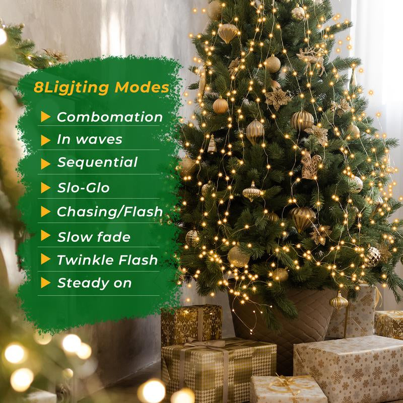 Christmas String Lights for Tree, 400 Leds Christmas Tree Lights with Memory Function & 8 Modes, 8.2FT X 16 Lines Fairy Lights with Timing Function for Christmas Tree Decorations