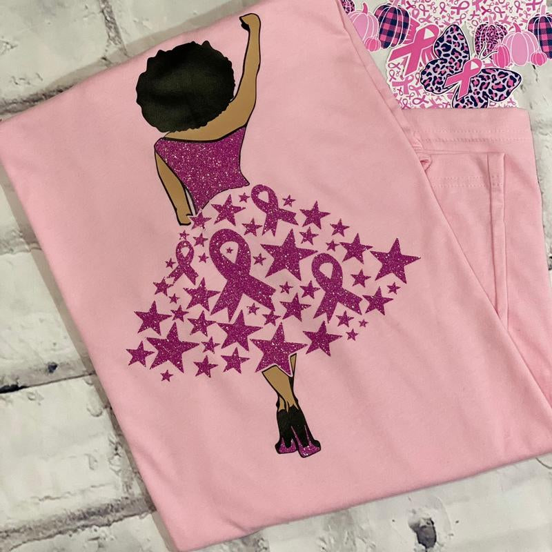 Breast Cancer Awareness T-Shirt, Glitter Breast Cancer Awareness Tshirt