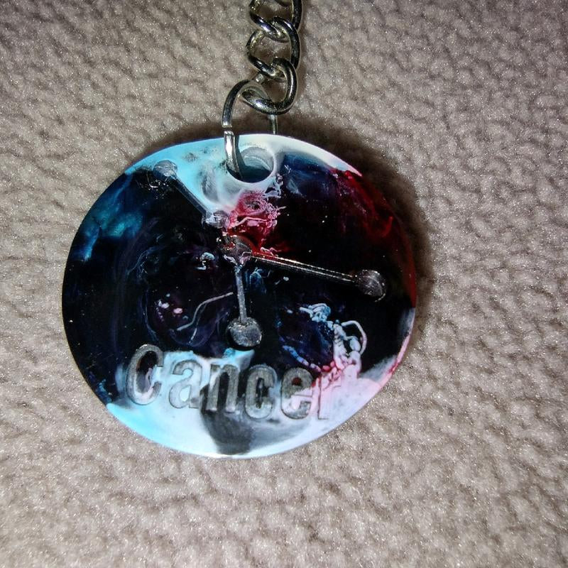 Cancer Keychain - Epoxy Resin with Zodiac Symbols - Unique Design for Cancer Lovers