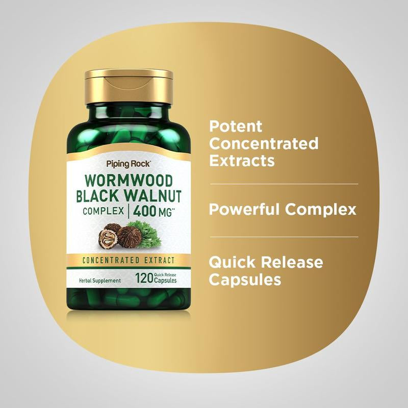 Piping Rock Wormwood Black Walnut Capsules 400Mg | 120 Count | Herbal Extract Complex | Non-Gmo, Gluten Free Supplement