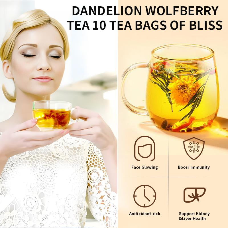 Leafpure Liver Tea - Dandelion Wolfberry Organic Blend of Six Herbal Ingredients 12*10G Daily Detox Beverage Sugar Natural Refreshing Coffee Alternatives