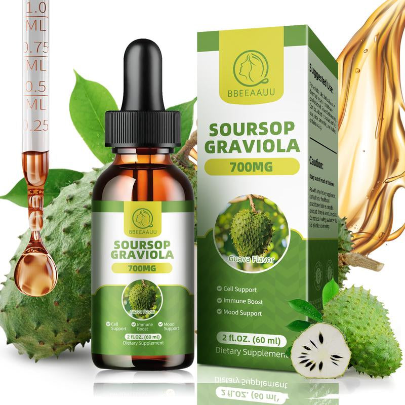 Organic Soursop Liquid Drops, Herbal Extract + Multivitamin + Dietary Fiber, Day & Night Wellness Set, Energy, Relaxation, Fitness & Immunity, 60Ml, 2 Fl Oz