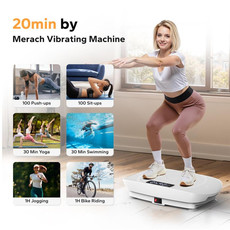 MERACH Vibration Plate Exercise Machine, Lymphatic Drainage Machine, Whole Body Workout Vibration Platform for Wellness and Fitness